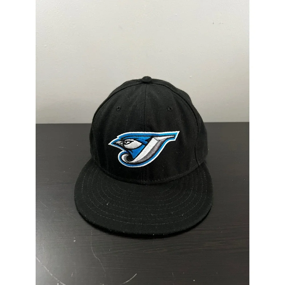 New Era 59FIFTY Toronto Blue Jays Fitted Hat Black MLB Authentic Size 7 1/4